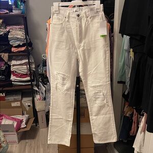 Sam Edelman White high rise 90’s Pinched Waist Jeans